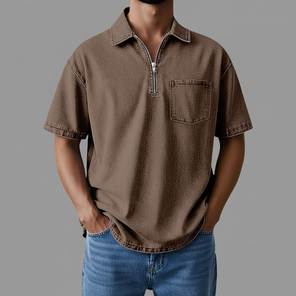 Alhan - Camicia Con zip DenimCore