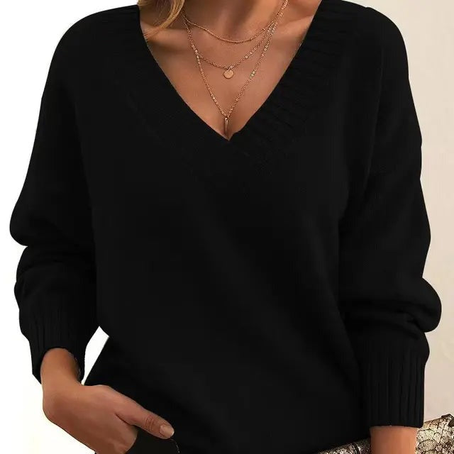 Mordane - Elegante Maglione a Maniche Lunghe Con Scollo a V