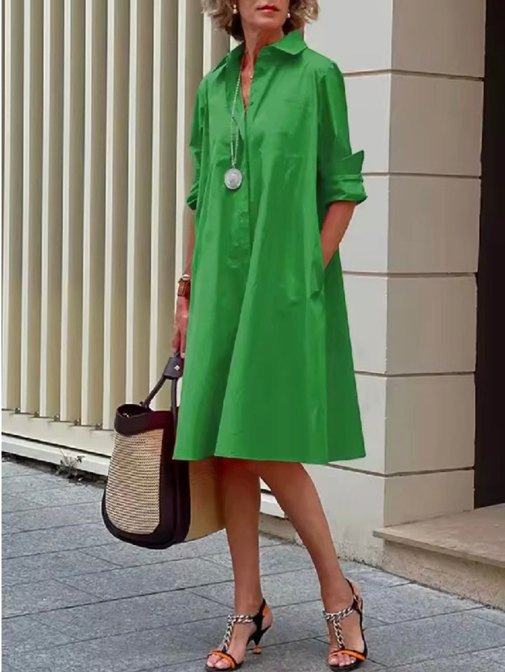 Kahleah - Elegante Abito a Camicia Con Tasche