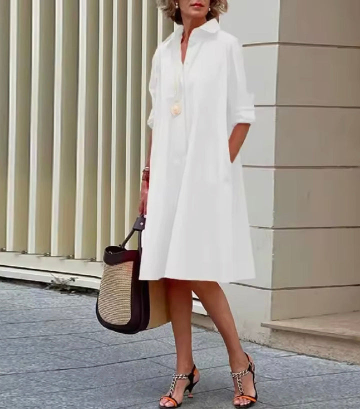 Kahleah - Elegante Abito a Camicia Con Tasche