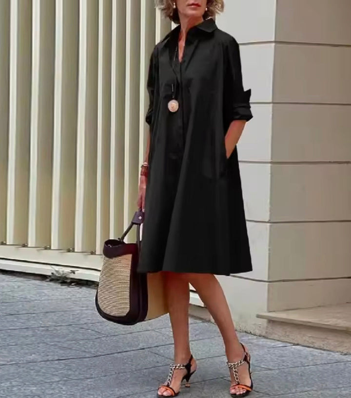 Kahleah - Elegante Abito a Camicia Con Tasche