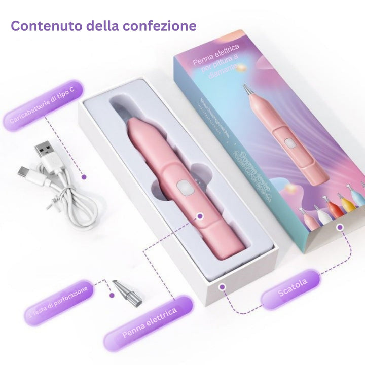 DazzleDot - Penna Diamantata Elettrica per Pittura 6 Colori