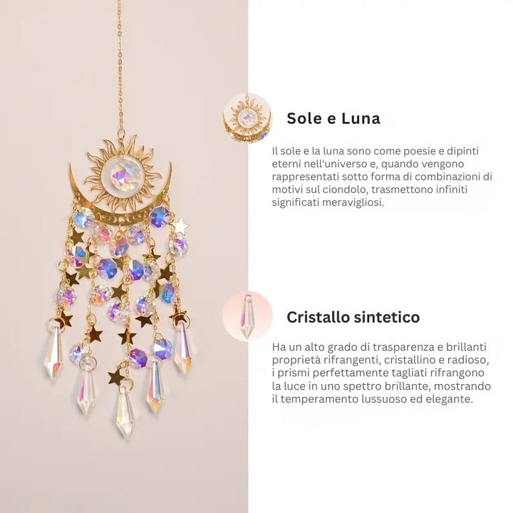 Glowcraft - Pendenti Sole e Luna Ornamenti Luminosi in Cristallo