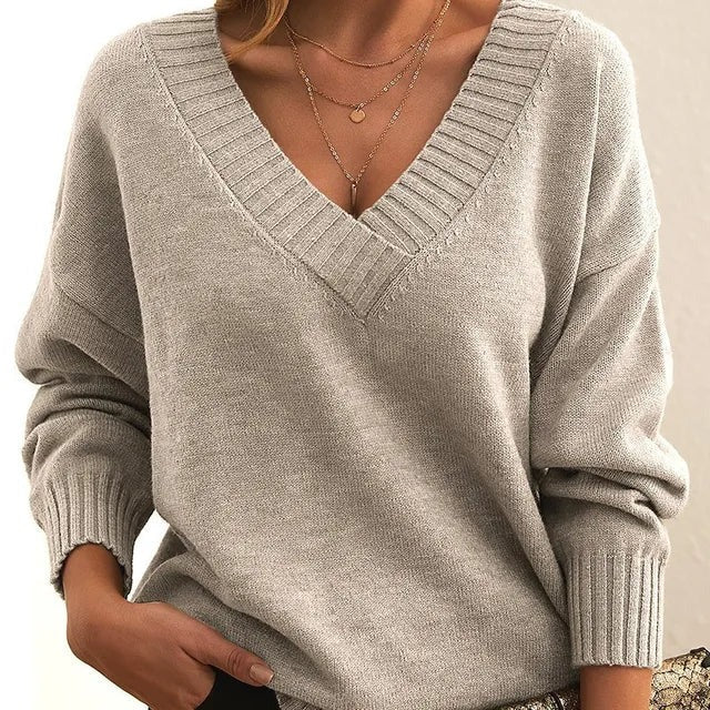 Mordane - Elegante Maglione a Maniche Lunghe Con Scollo a V