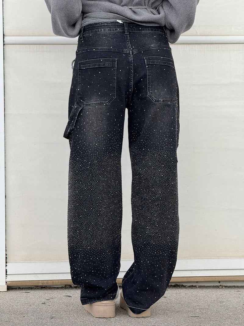Zella - Jeans Comodi con Strass Luccicanti