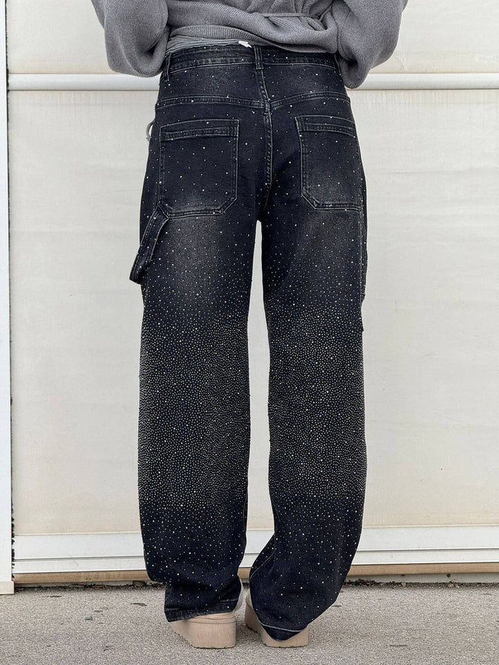 Zella - Jeans Comodi con Strass Luccicanti