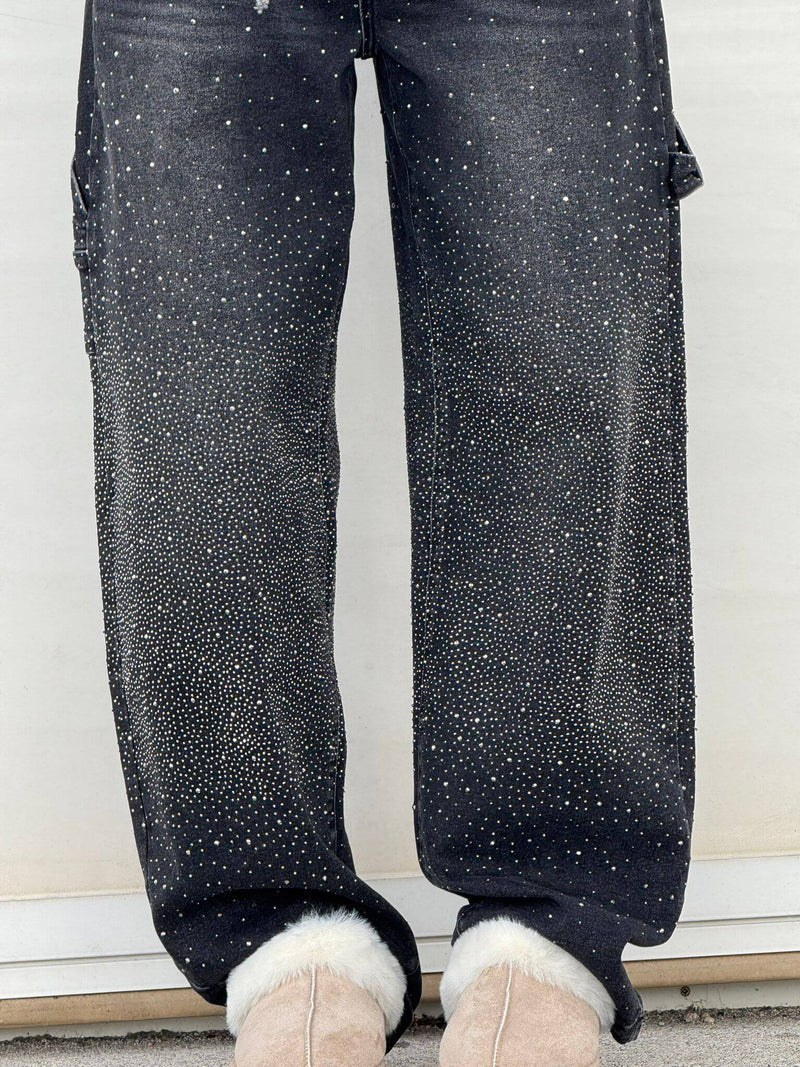 Zella - Jeans Comodi con Strass Luccicanti