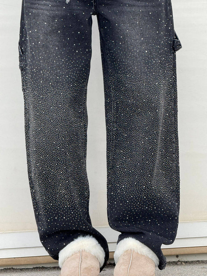 Zella - Jeans Comodi con Strass Luccicanti