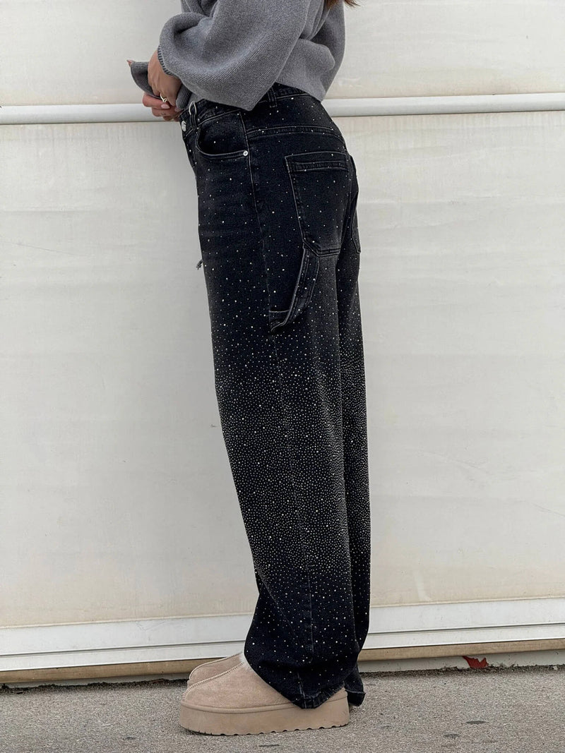 Zella - Jeans Comodi con Strass Luccicanti