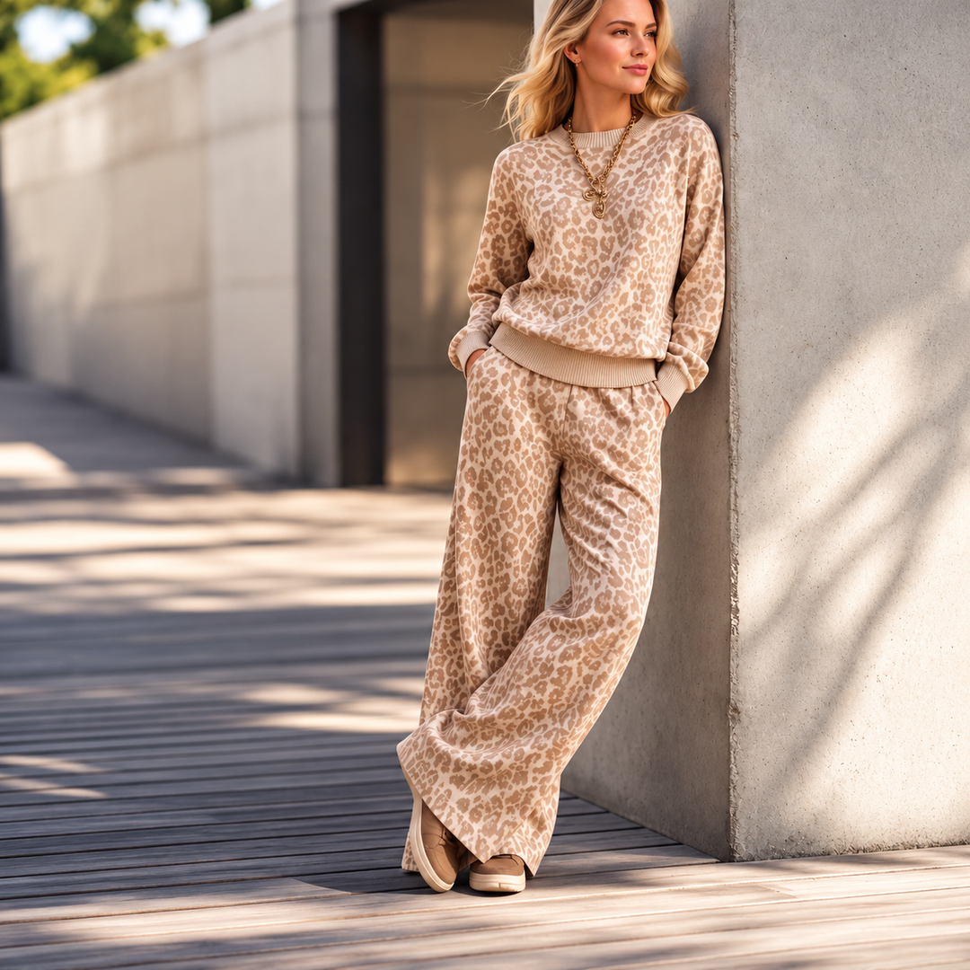 Hiniza - Set a Due Pezzi Con Stampa Leopardata