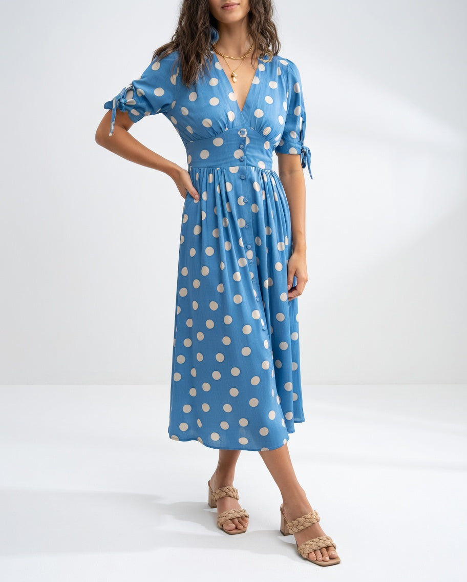 Fabienne - Elegante Abito Midi a Pois