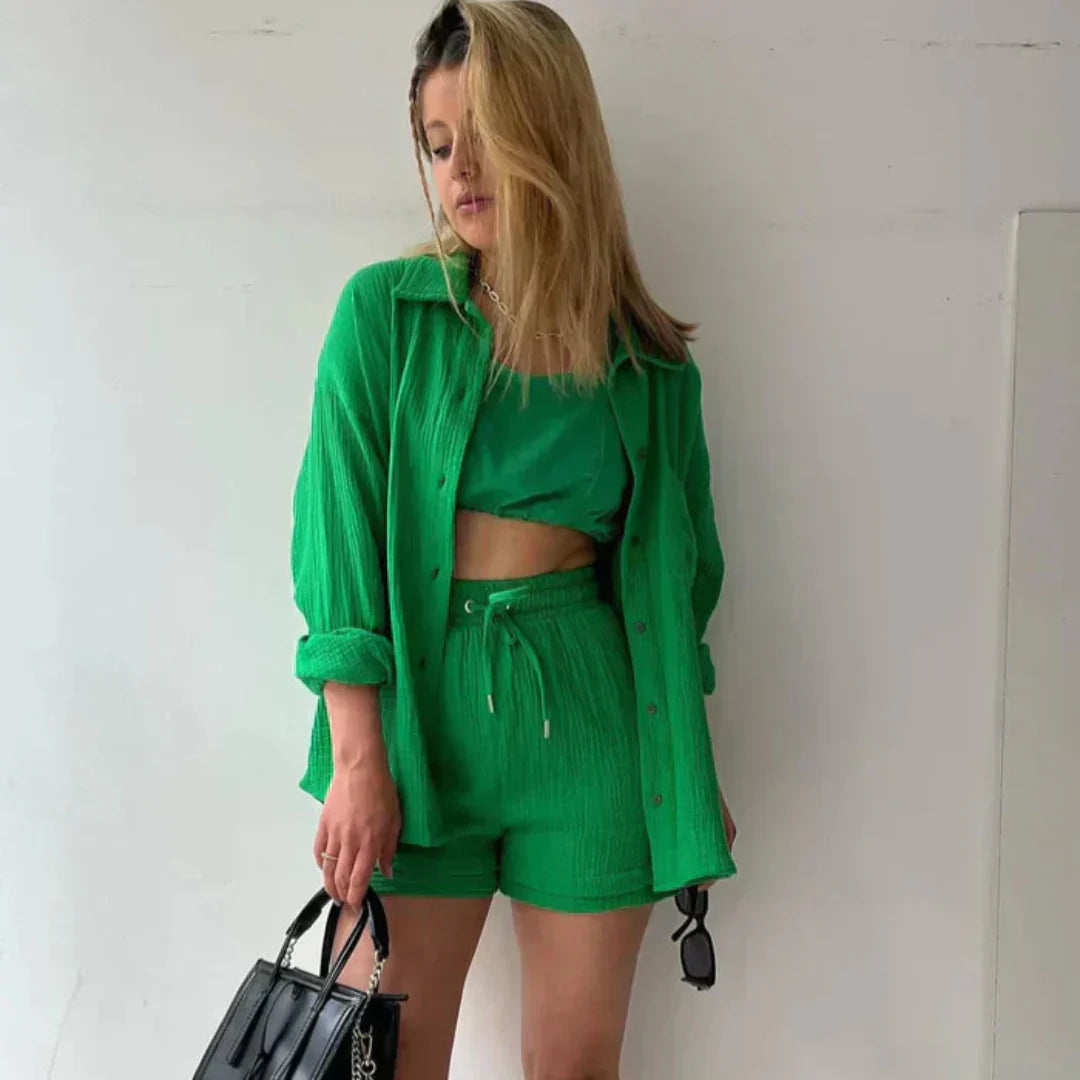 Katelyn - Due Pezzi In Cotone Camicia E Pantaloncini
