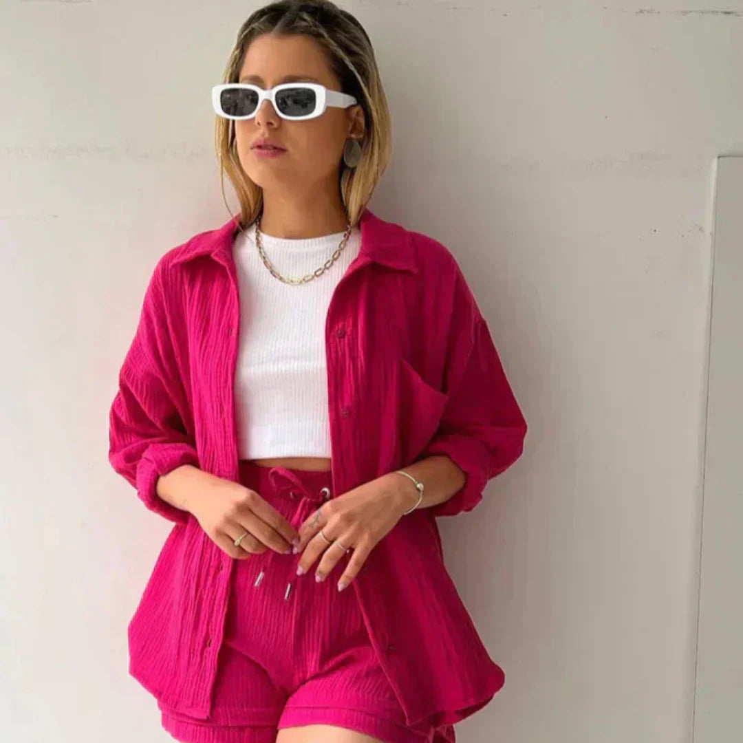 Katelyn - Due Pezzi In Cotone Camicia E Pantaloncini