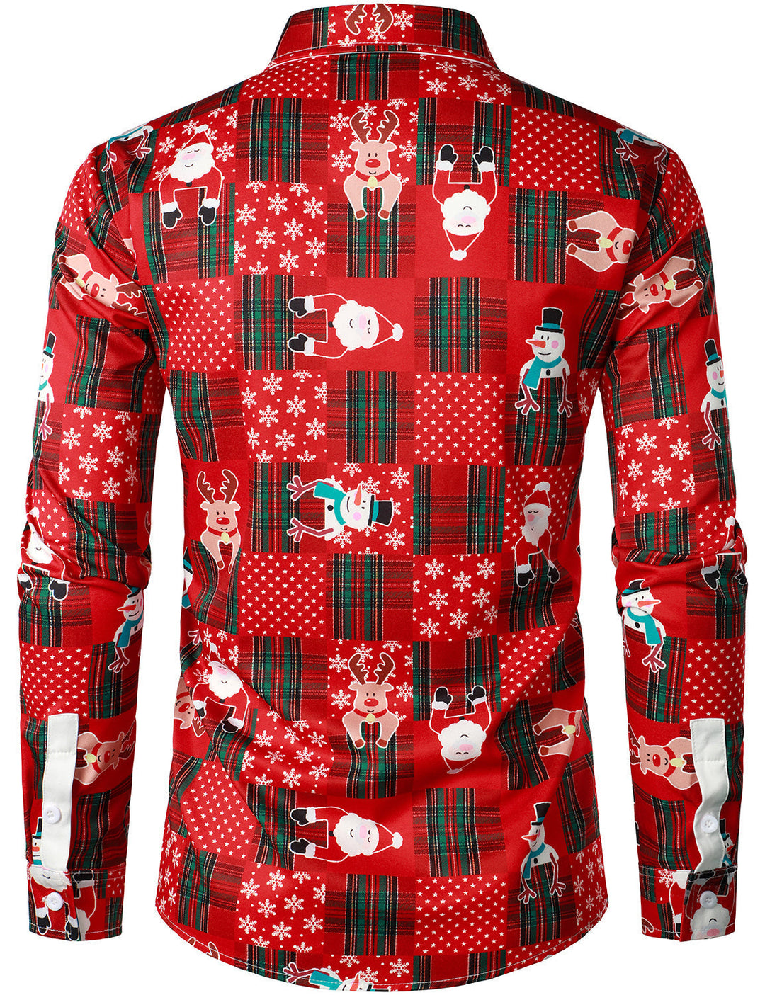 Hunter - Camicia da uomo Vintage a Maniche Lunghe con Motivo Tartan Rosso, design Natalizio