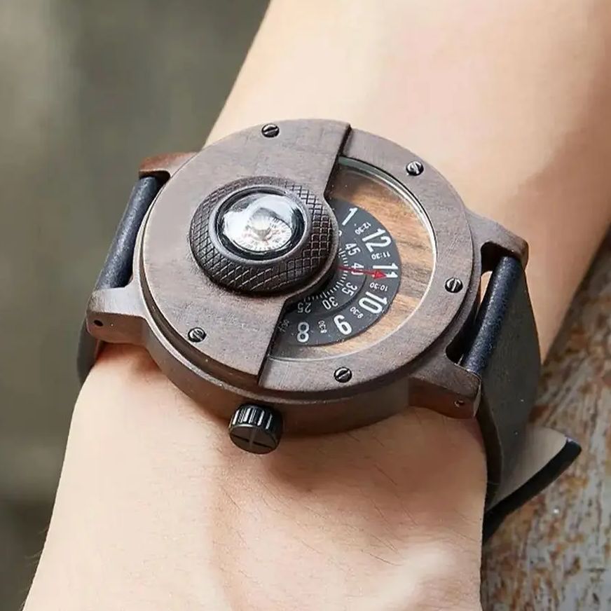 Krzysztof - Orologio Da Tavolo Con Quadrante a Bussola In Legno