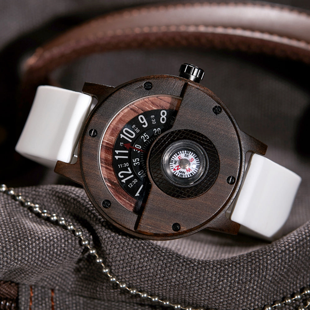 Krzysztof - Orologio Da Tavolo Con Quadrante a Bussola In Legno