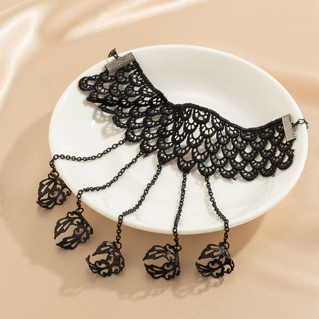 Sollina - Bracciale Con Anelli a Catena Per Polso E Dita in Pizzo