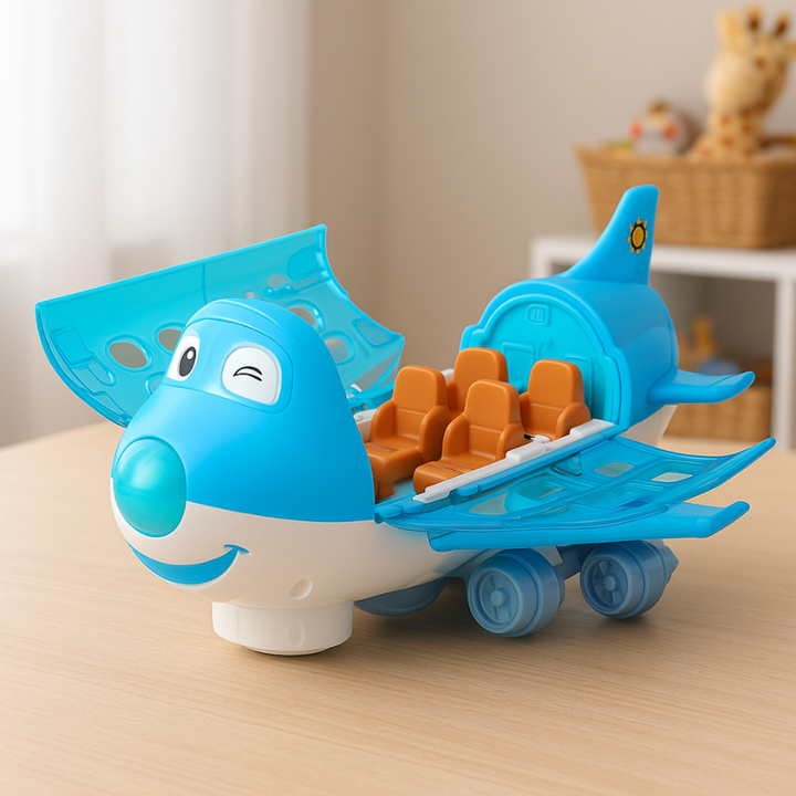 MusicJet - Aeroplano Elettrico con Luci, Musica e Sistema di Prevenzione Ostacoli