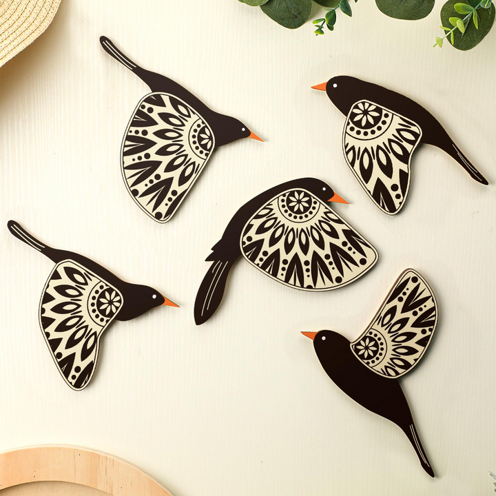 WoodCraft - Decorazione da Parete in Legno con Uccelli in Volo