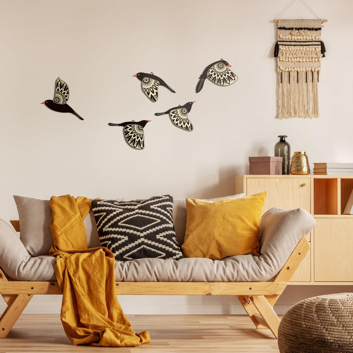 WoodCraft - Decorazione da Parete in Legno con Uccelli in Volo