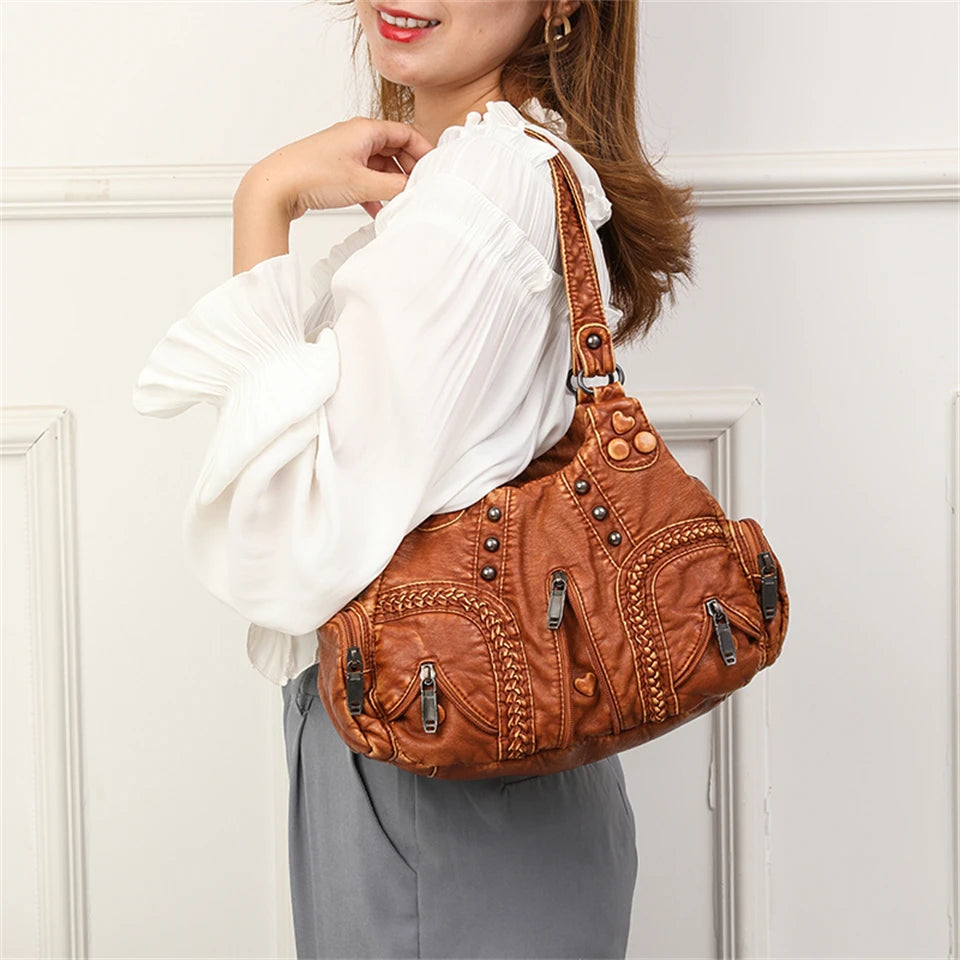 Alician - Borsa Boho con Numerose Tasche con Cerniera