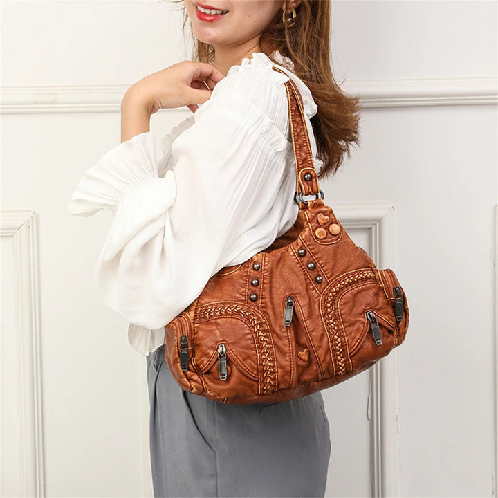 Alician - Borsa Boho con Numerose Tasche con Cerniera