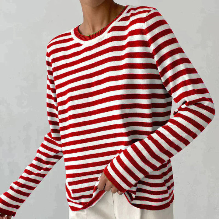 Quintina - Elegante Maglione a Maniche Lunghe Con Motivo a Strisce