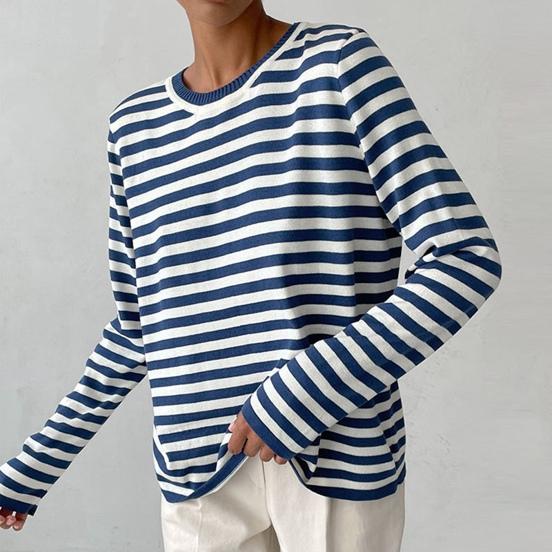 Quintina - Elegante Maglione a Maniche Lunghe Con Motivo a Strisce