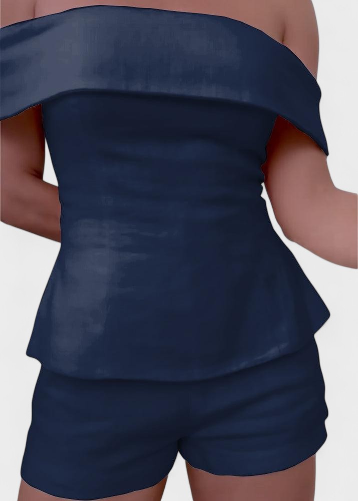 Shalita - Completo a Due Pezzi In Lino Con Spalle Scoperte