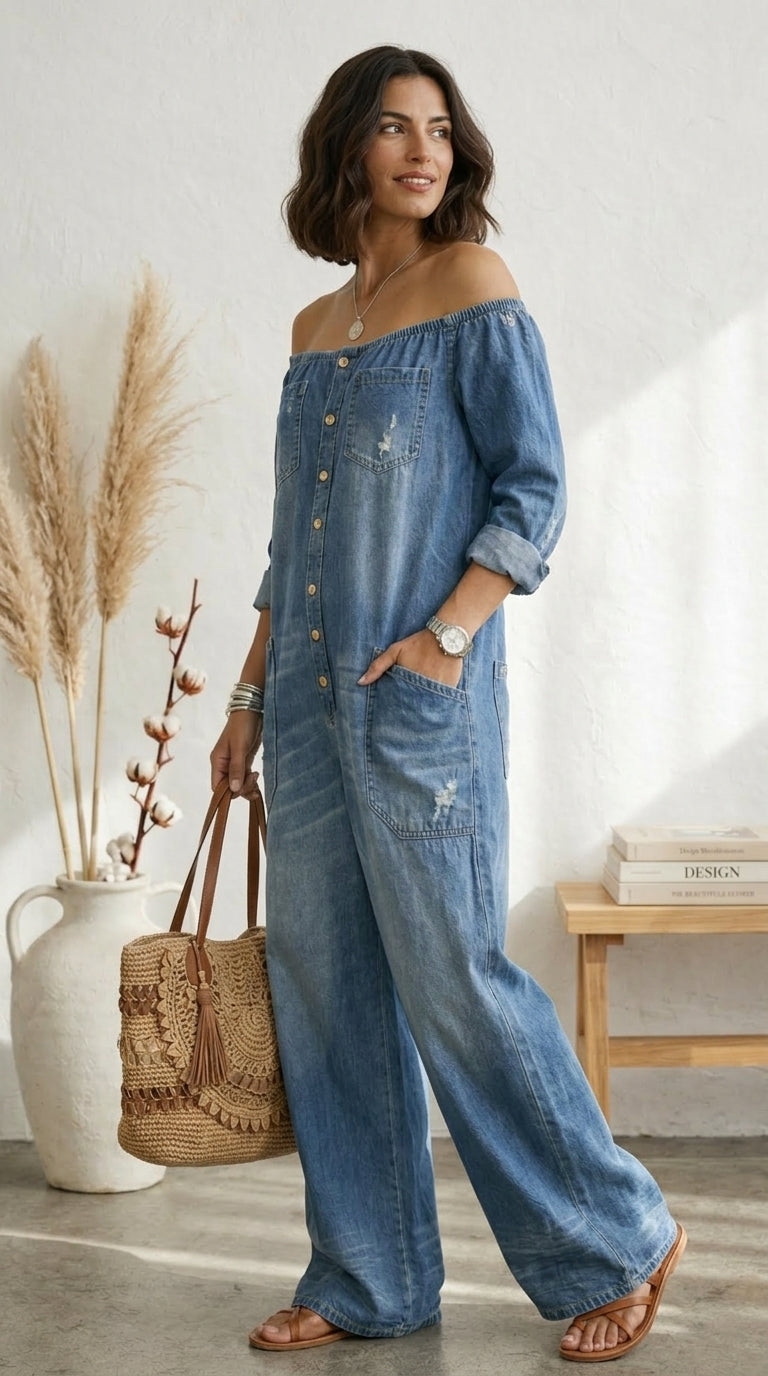 Seleeja - Tuta In Denim Di Cotone Vintage