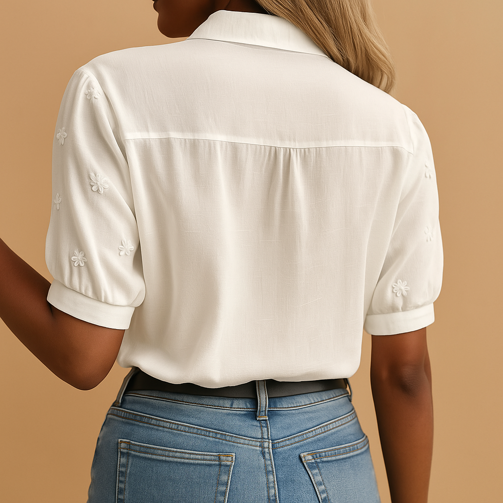 Leanaa - Camicetta Alla Moda Con Ricami Floreali