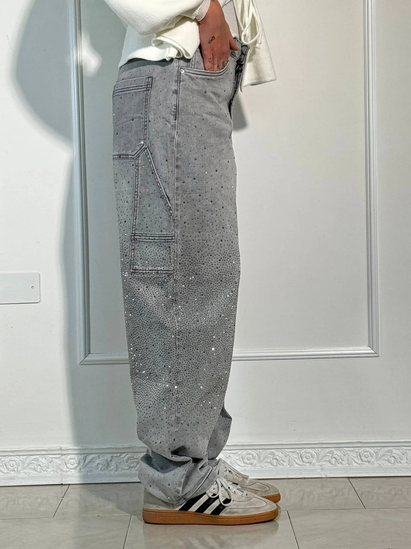 Zella - Jeans Comodi con Strass Luccicanti