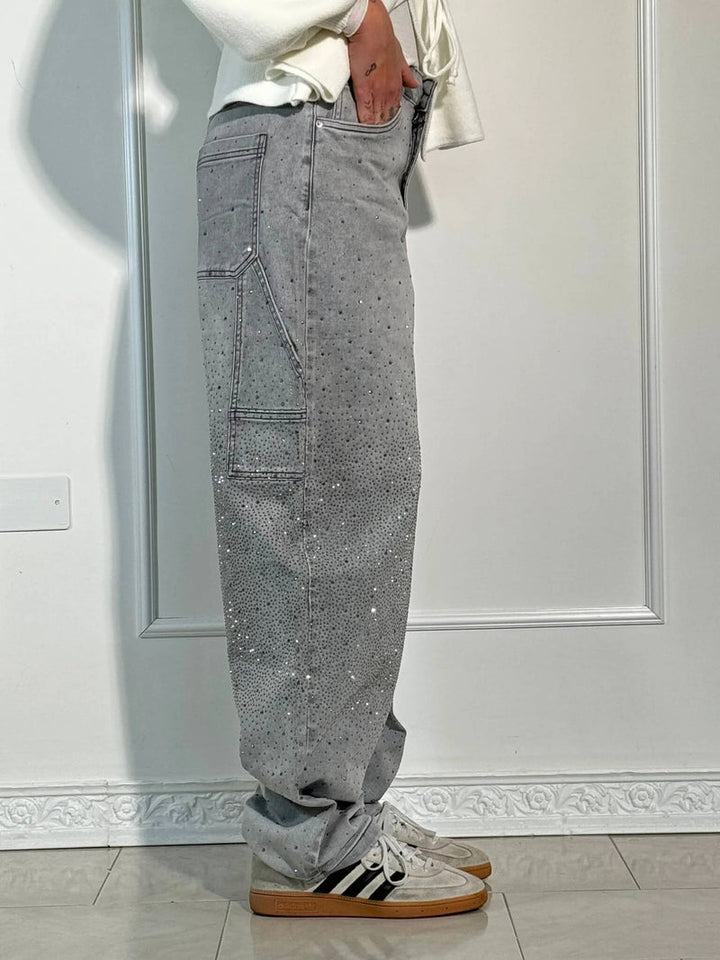 Zella - Jeans Comodi con Strass Luccicanti
