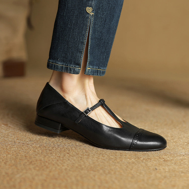 Reiten - Eleganti ballerine in pelle con Cinturino a T