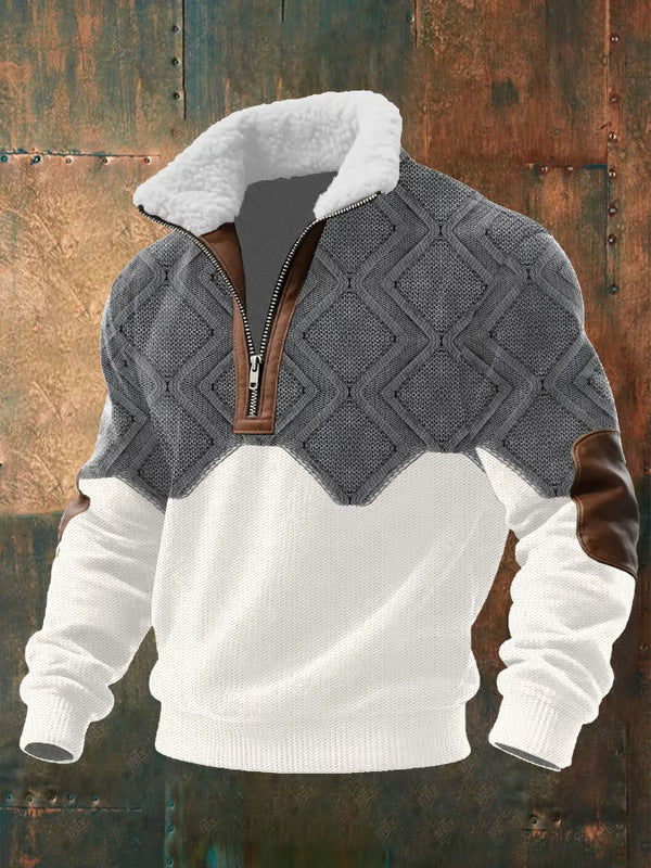 Ibrahima - Maglione In Pile Con Collo Alto e Zip