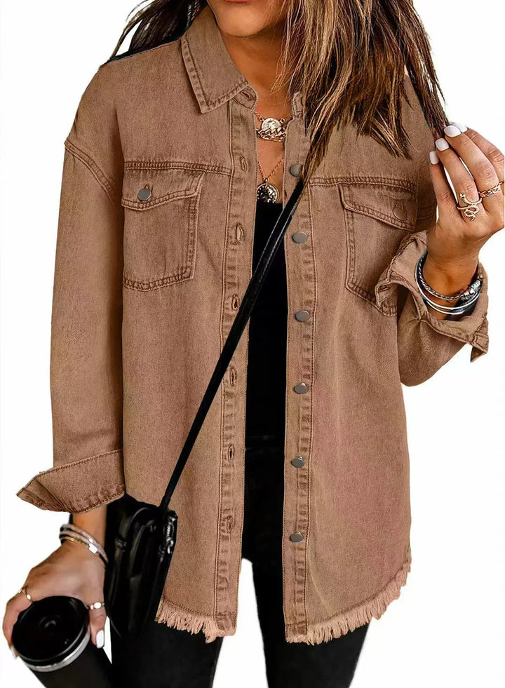 Jolien – Giacca In Denim a Maniche Lunghe Con Tasche