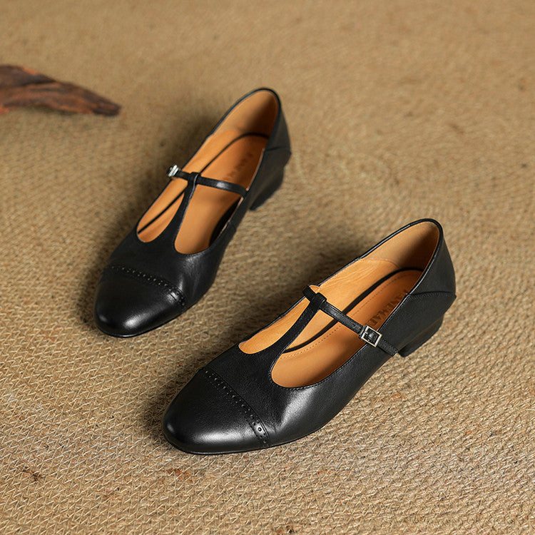 Reiten - Eleganti ballerine in pelle con Cinturino a T