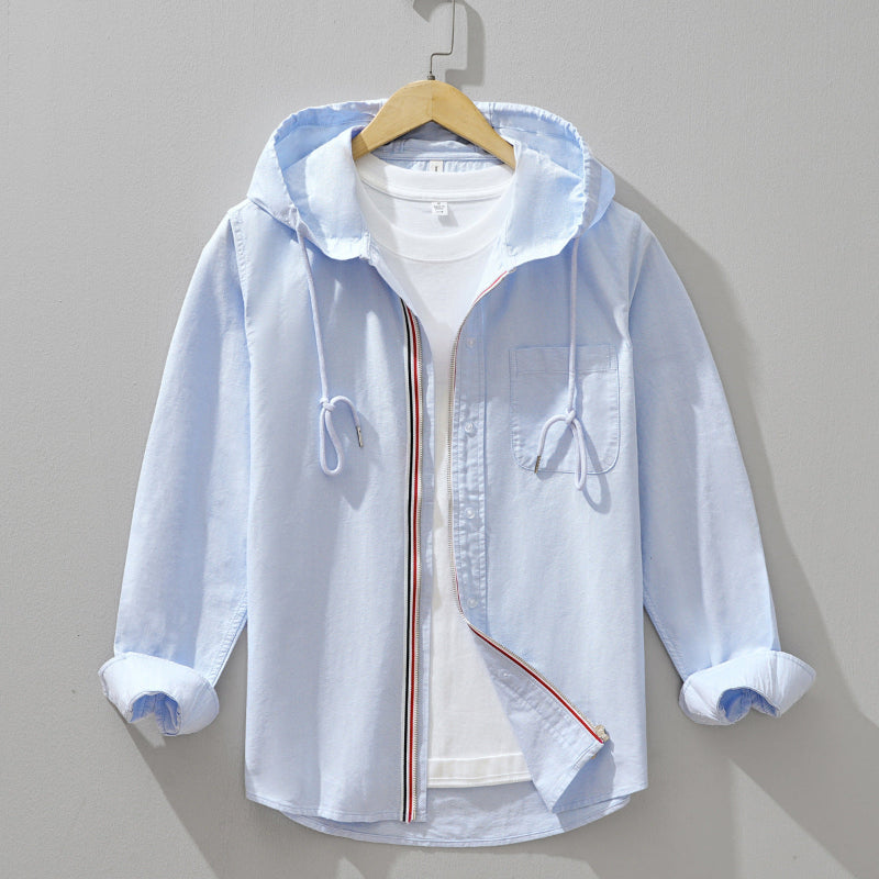 Vance - Camicia con Cappuccio e Cerniera in Lino