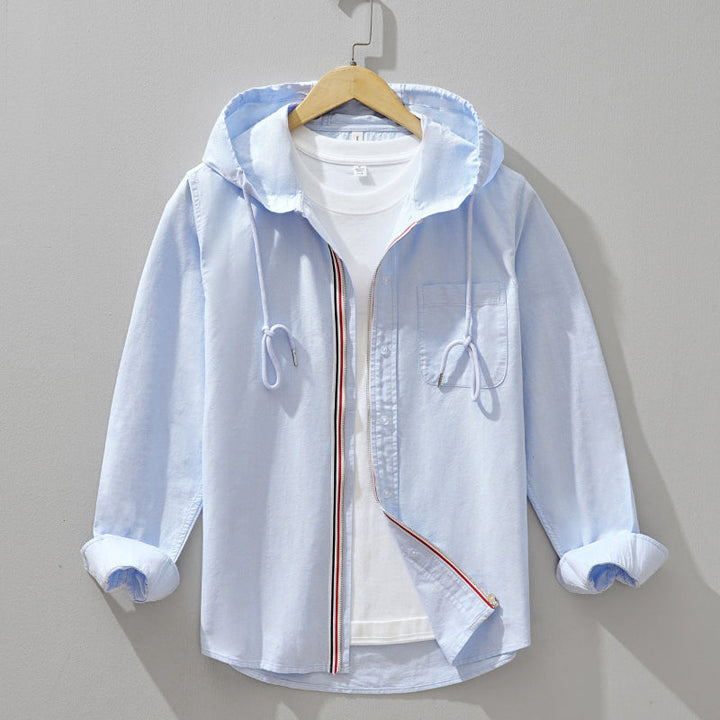 Vance - Camicia con Cappuccio e Cerniera in Lino