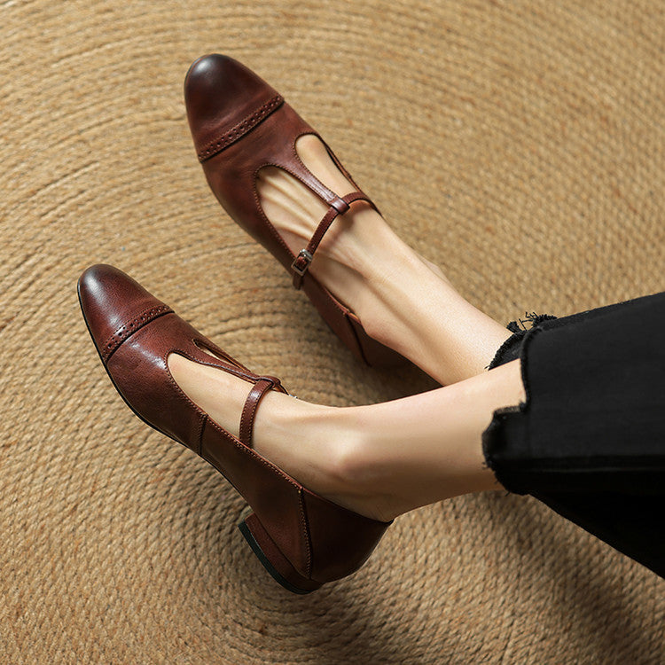Reiten - Eleganti ballerine in pelle con Cinturino a T