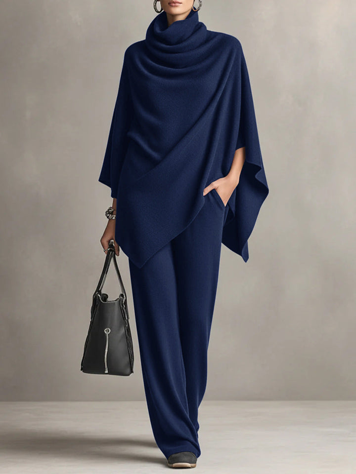 Laleh - Set Poncho e Pantaloni Casual Urbani Con Collo Alto