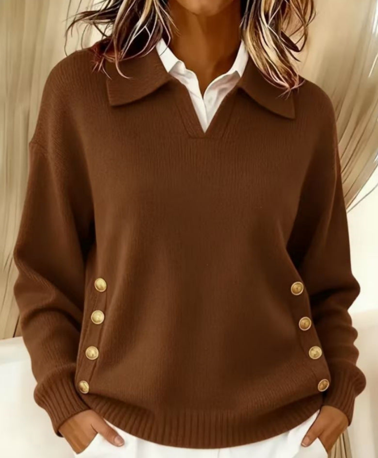 Telina - Maglione Lavorato a Maglia Con Maniche Lunghe E Scollo a V