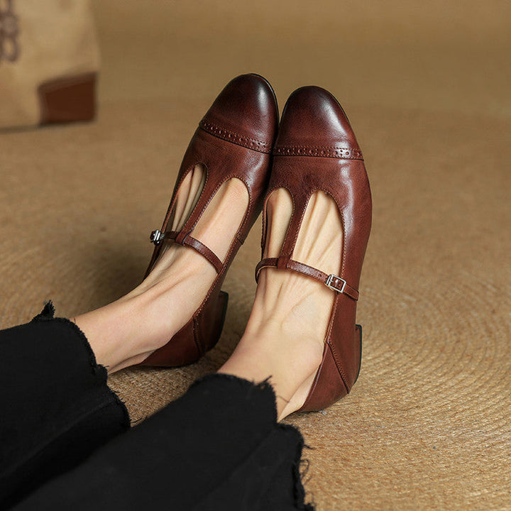 Reiten - Eleganti ballerine in pelle con Cinturino a T