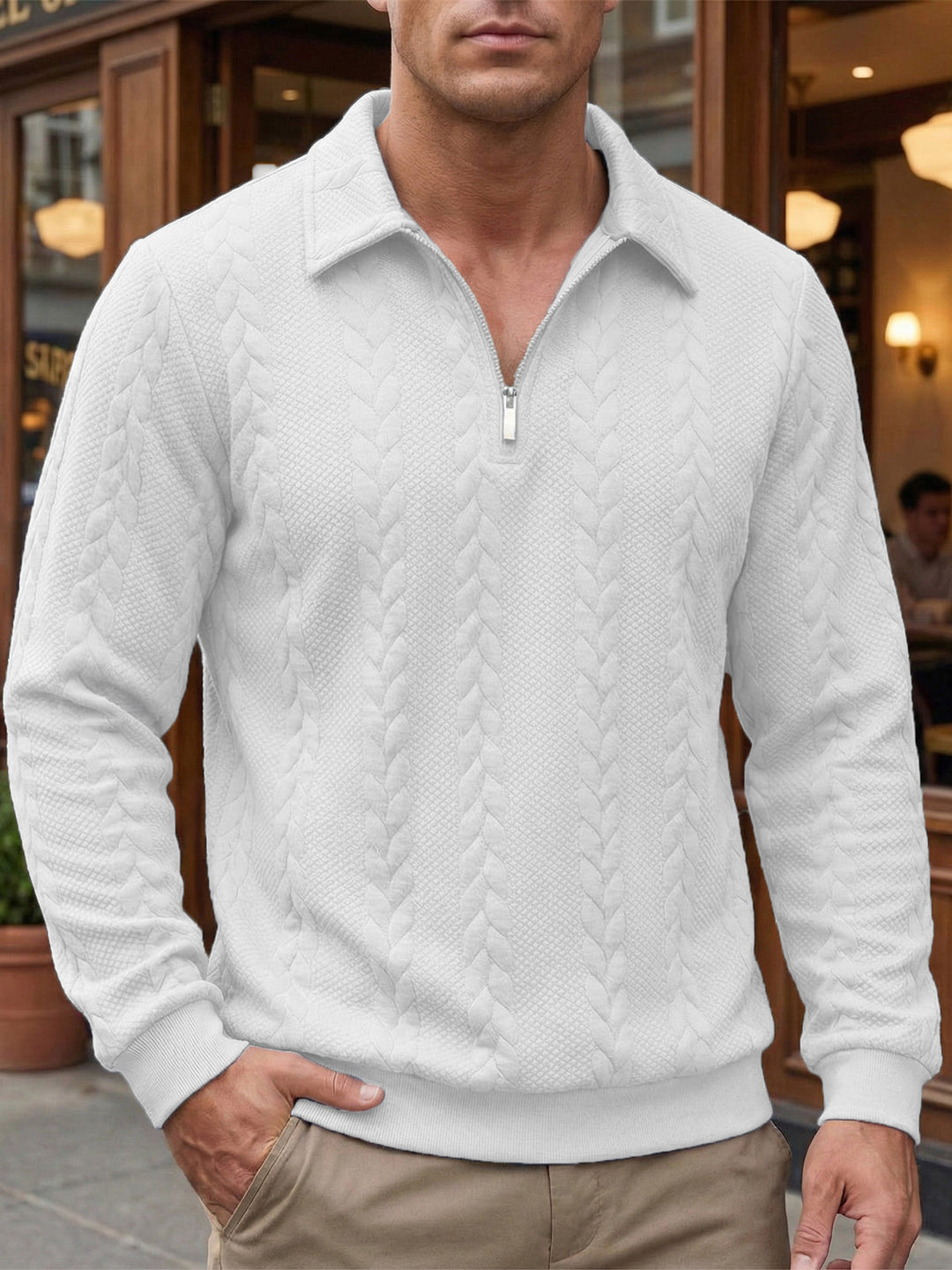Eliyahu - Elegante Giacca a Maniche Lunghe Con Mezza Zip
