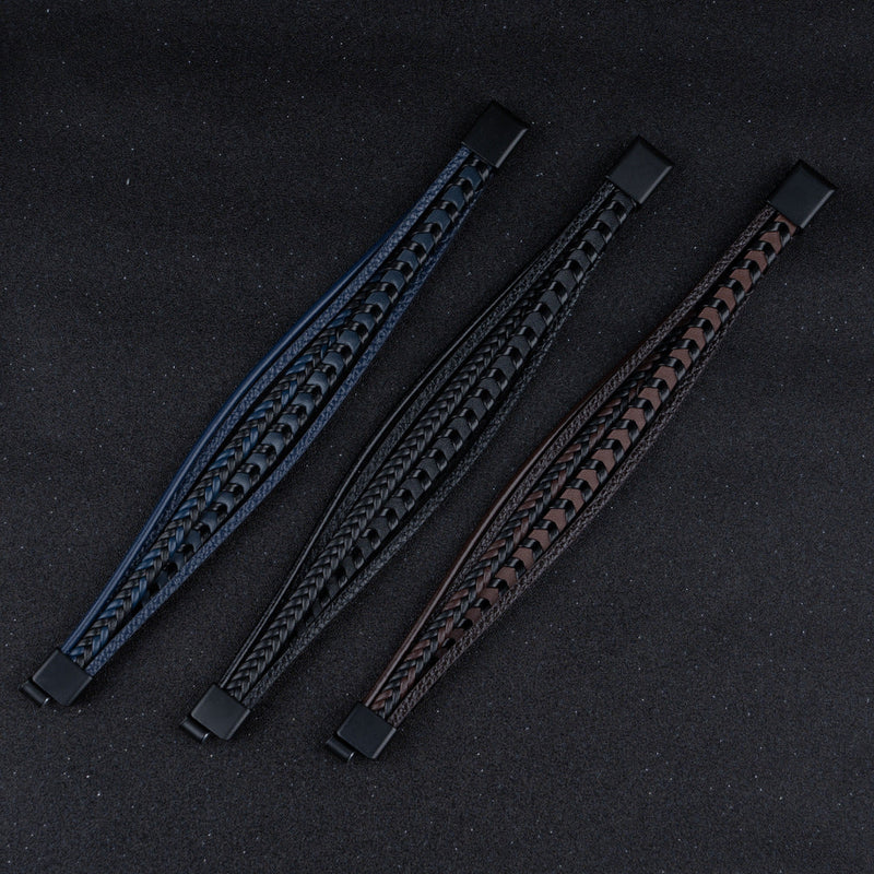 RuneCraft - Bracciale Vichingo Intrecciato in Pelle