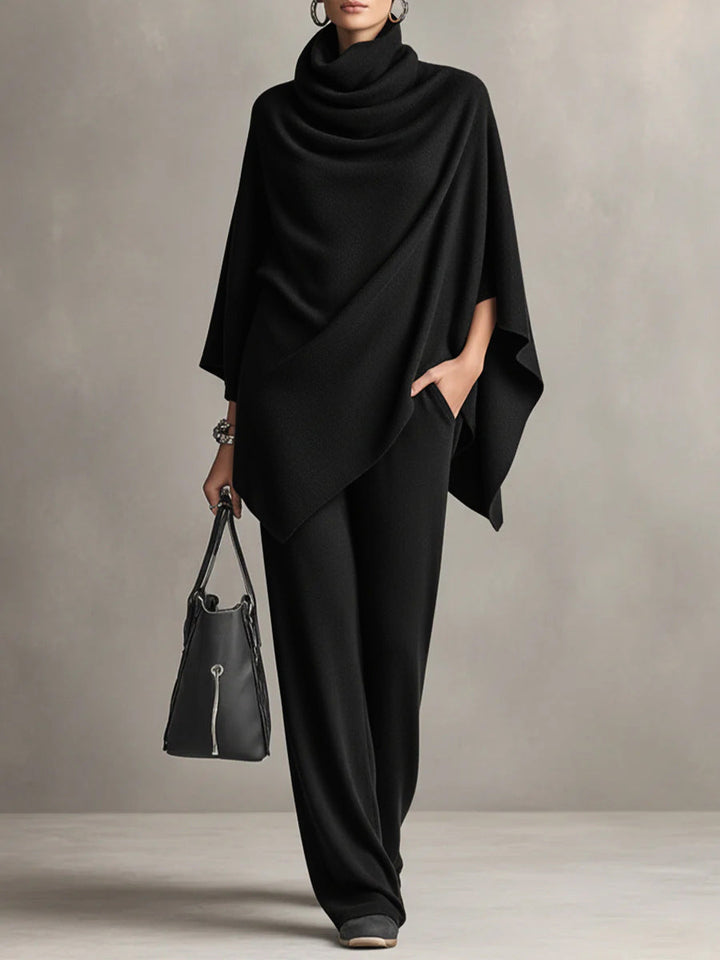 Laleh - Set Poncho e Pantaloni Casual Urbani Con Collo Alto