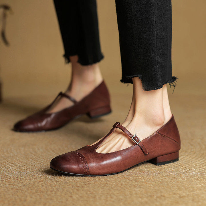 Reiten - Eleganti ballerine in pelle con Cinturino a T