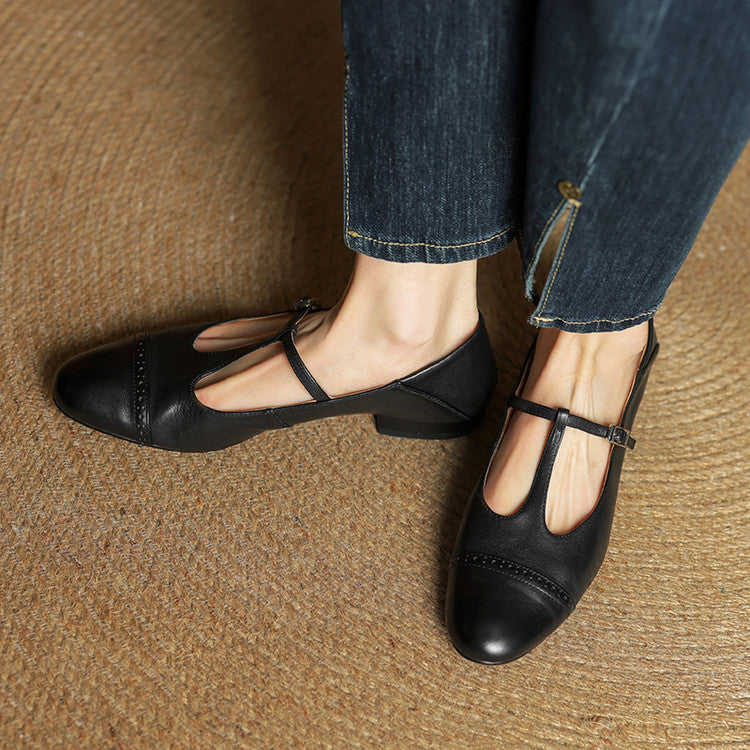 Reiten - Eleganti ballerine in pelle con Cinturino a T