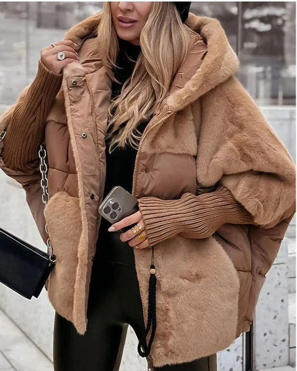 Marieme - Cappotto a Maniche Lunghe Con Pelliccia