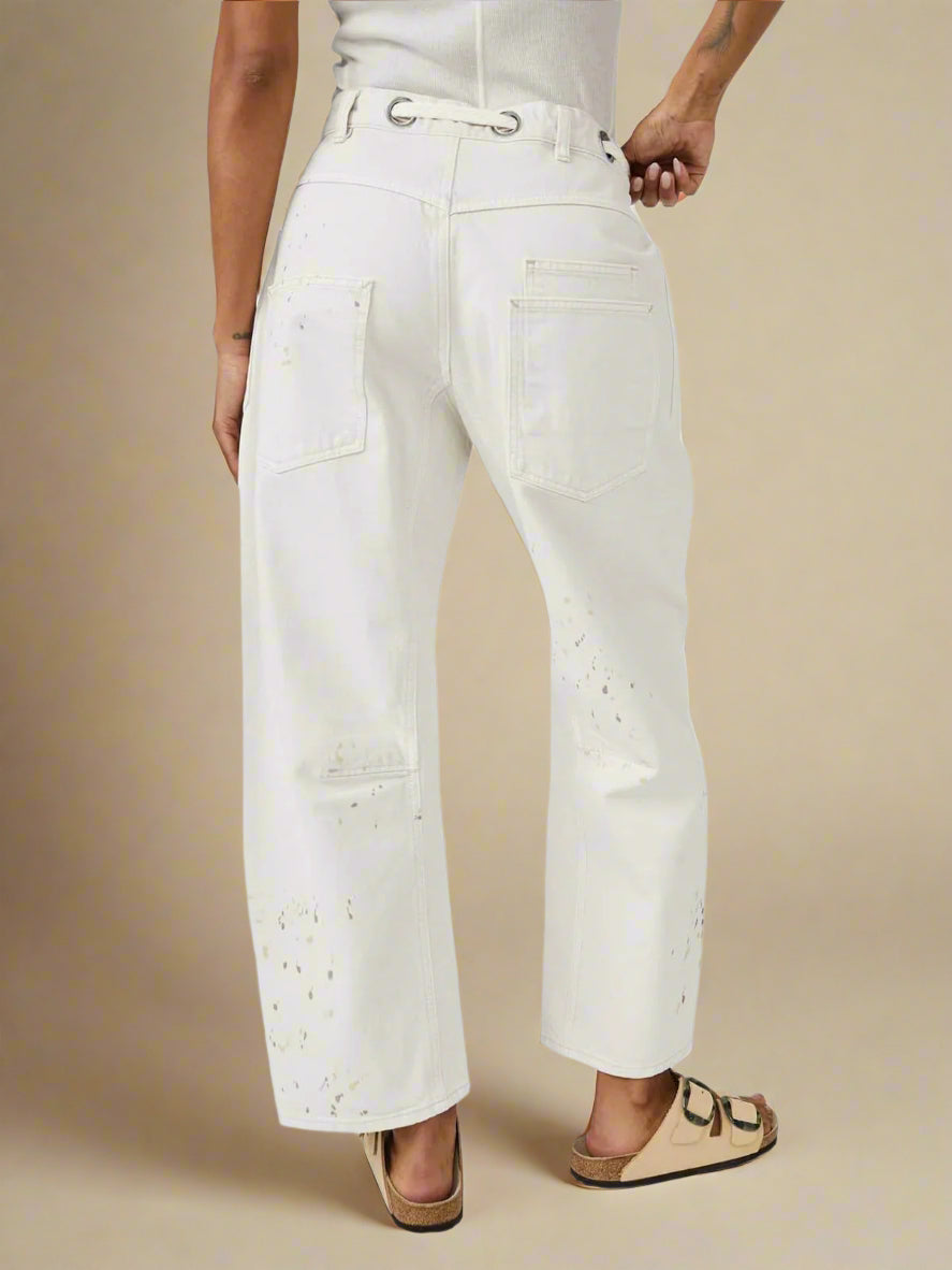 Felixa - Pantaloni in Denim Patchwork a Gamba Larga